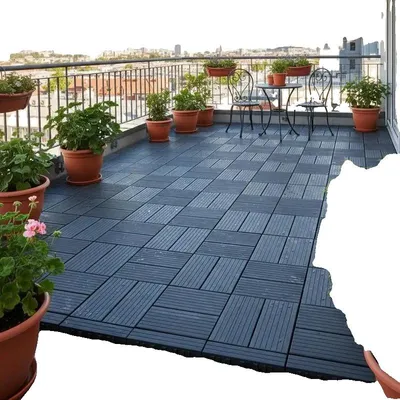 Productafbeelding van Terrastegels, waterdicht kunststof, eenvoudige installatie, donkergrijs