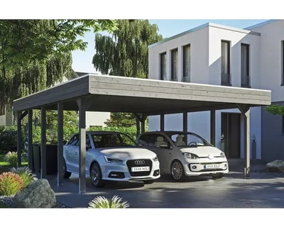Produktbild von Doppelcarport SKAN HOLZ Friesland inkl. EPDM-Dachfolie und H-Pfostenanker 557 x 708 cm grau