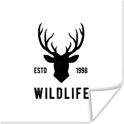 Produktbild von MuchoWow® Poster Hirsch - Logo - Schwarz - Weiß 50x50 cm - Wohnzimmerdekoration
