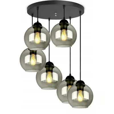 Produktbild von Deckenlampe Pendellampe Hängelampe Kugel Schwarz Grau Weiß (N100-DH6R)
