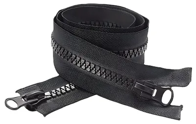 2-Wege-Reißverschluss 70 cm, teilbar, Harz, schwarz, 1 Stück