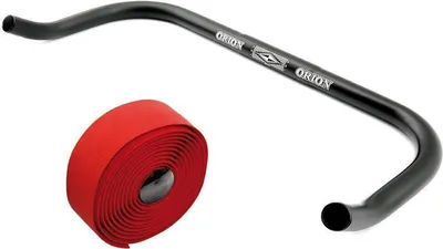 Produktbild von Bullhorn Fixie Singlespeed Lenker [Schwarz 440 mm] mit Lenkerband Rot