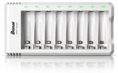Imagen del producto de Cargador BONAI para baterías recargables NI-MH AA AAA, con 8 compartimentos