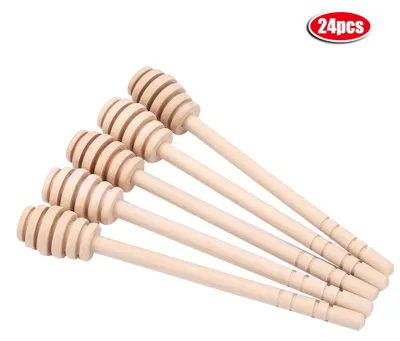 Produktbild von 24 Stücke Holz Honig Dripper Stick Server Marmelade Sirup Drizzler Rührstab Küchenhelfer (16 cm)