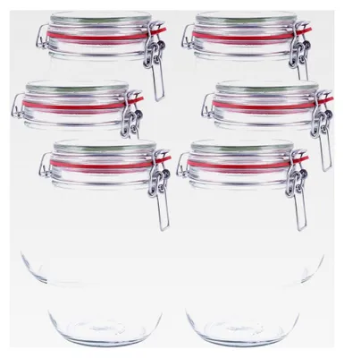 Produktbild von Drahtbügelglas 6er-Set | 1000 ml Fassungsvermögen mit Gummidichtung | Einmachglas Vorratsglas mit Drahtbügelverschluss