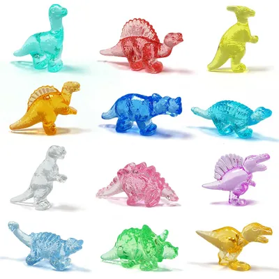 Mini Dinosaurier Figuren, 46 Stück Acryl, 12 Formen & Farben