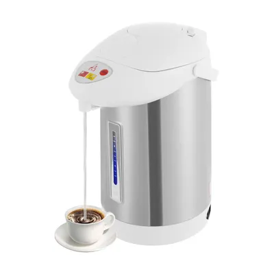 Obrázek produktu pro 3l rychlovarná konvice 750W Elektrická termoska 18,5*34cm Dávkovač horké vody z nerezové oceli (stříbrná+bílá)