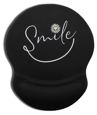 Immagine prodotto di Tappetino ergonomico per mouse AOKSUNOVA con cuscino in gel, tappetino per mouse con supporto per la mano, motivo a sorriso, colore nero