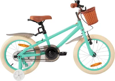Produktbild von Kinderfahrrad Mädchen 18 Zoll (46 cm) – Mit Stützrädern, Handbremse, Rücktrittbremse & Korb – Grün