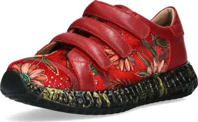 Produktbild von Laura Vita Damen Sneaker mit Blumenmuster Plateau und Klettverschluss Burton 42, Größe:38 EU, Farbe:Rot