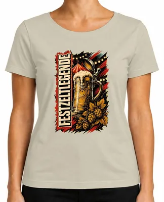 Produktbild von Festzeltlegende Bier Maßkrug Trachtenshirt Lederhose Damen T-Shirt, Natur, L