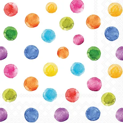 Produktbild von Servietten Cocktail 25x25cm 3-Lagig 20 Servietten bunte Punkte Napkin 25 Polka dots white