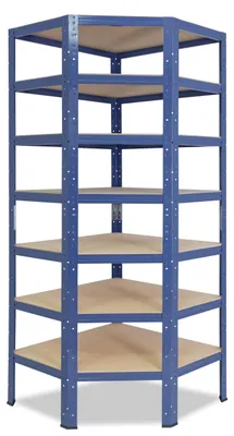 Image de shelfplaza HOME 230x70x40 cm Étagère d'angle en bleu avec 7 étagères et une capacité de charge de 125 kg par étagère