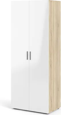 Obrázek produktu pro Šatní skříň Petra 2 dveře Imitace dubová struktura a bílý vysoký lesk.