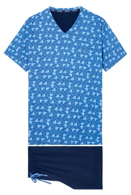 Immagine prodotto di Pigiama corto da uomo HOM Sleepwear Beachcomber blueprint - Taglia L