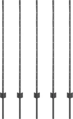Zdjęcie produktu dla vidaXL Słupek ogrodzeniowy 5 szt. szary 120 cm stalowy