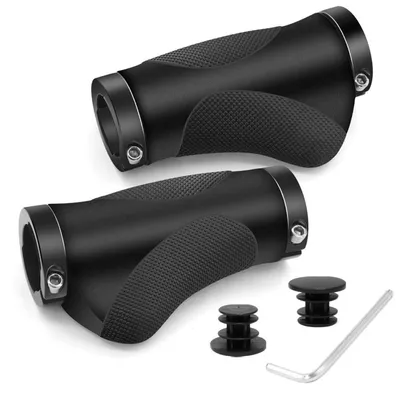 Zdjęcie produktu dla Ergonomiczne chwyty do roweru górskiego, kierownica 22,2 mm, czarne, 93 mm + 93 mm, system mocowania "Lock-On"