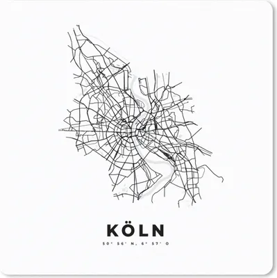 Produktbild von MuchoWow® Mauspad Mousepad Karte - Köln - Schwarz-Weiß - Stadtplan 20x20 cm - Mousepads - Maus Mat - Pad - Mausunterlage - Desk Mat - Bureauartikeln