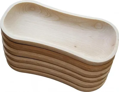 Image de Assiette en Bois Ensemble de 6 Pièces - Plat Creux | Ensemble d'Assiettes en Bois | Plateau en Bois Naturel | Plat en Bois pour Servir
