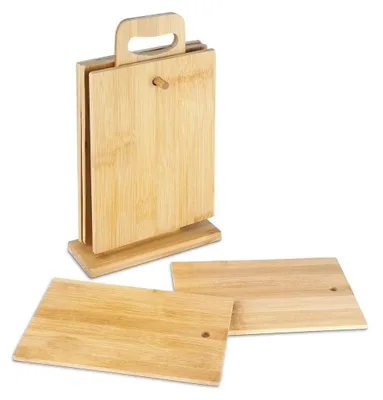 Produktbild von Schneidebrett-Set aus Bambus mit Halter, 7-teilig