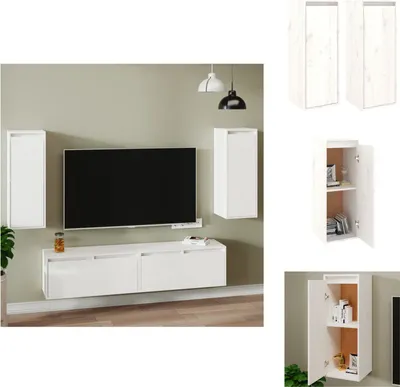 Zdjęcie produktu dla vidaXL Szafki ścienne 2 szt. Białe 30x30x80 cm lite drewno sosnowe - Półki ścienne