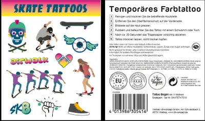 Produktbild von 11 Keep Rolling Skatepark Tattoos