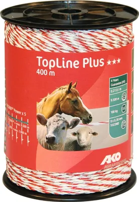 Immagine prodotto di AKO Weidezaunlitze TopLine Plus weiß/rot, 400 m Länge, TriCOND Leitermaterial