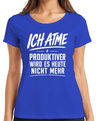 Productafbeelding van "Ik word vandaag niet productiever," statement T-shirt voor dames, blauw, maat 3XL