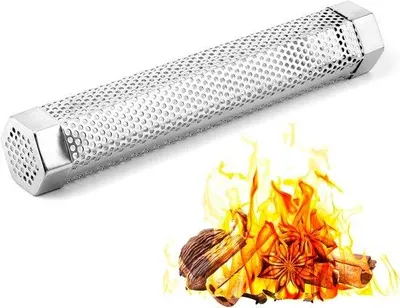 Produktbild von 30 cm Stahlrohr für Pelletgrill, hochwertiges sechseckiges Rauchrohr, kalte Räucherstange für alle Grills, warm/kalt rauchen