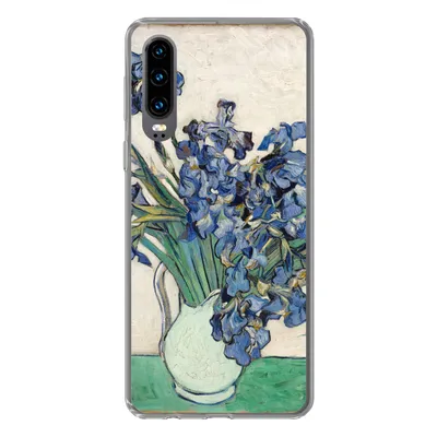 Produktbild von MuchoWow® Handyhülle Schutzhülle Hülle für Huawei P30 Stilleben mit Schwertlilien - Vincent van Gogh Silikon Softcase Handy Hülle - Kartenbesitzer