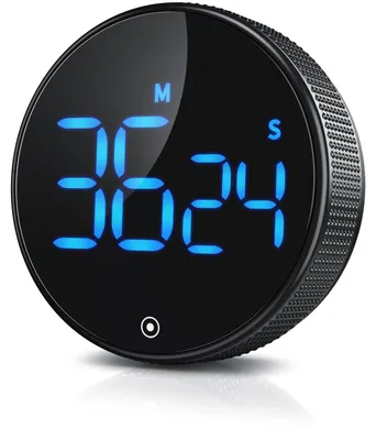 Immagine prodotto di Timer da cucina digitale Bearware con rotella, sveglia da cucina e timer per uova, display LED, funzione di conto alla rovescia e cronometro fino a 99 minuti, retro magnetico, allarme a 70 o 85 dB, colore nero
