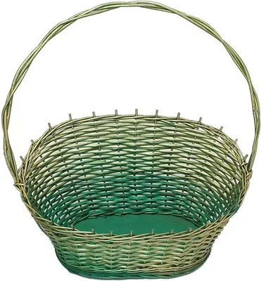 Produktbild von Präsentkorb grün / gold groß, aus Weide, Geschenkkorb leer, Henkelkorb, Weidenkorb