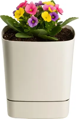 Produktbild von HowHomely | Blumentopf mit Untersetzer - Pflanzgefäß - beige - 16x16 cm - aus Recyclingmaterial - Übertopf - Praktisch