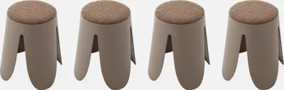 Produktbild von sweeek - 4er Set stapelbare Hocker, strukturierter Bouclébezug - Braun