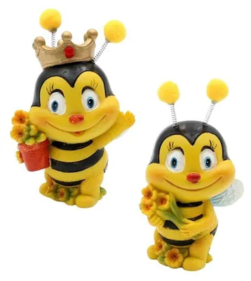 Productafbeelding van Omgoods - Decoratieve Bijenfiguren met Bloemen Set van 2