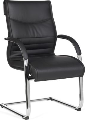 Milano návštěvnická židle čalounění umělá kůže černé houpací křeslo xxl chrom 120kg konferenční židle design | Amstyle
