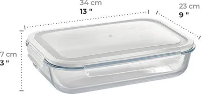 Produktbild von Große, dichte, rechte Glasbehälter mit Klickverschluss, 3600 ml, transportabel, vielseitige Vorratsbox für den Ofen und den Gefrierschrank