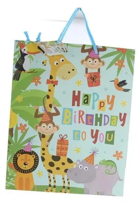 Produktbild von Geschenktasche Dschungeltiere - ca. 26 x 12,5 x 32 cm