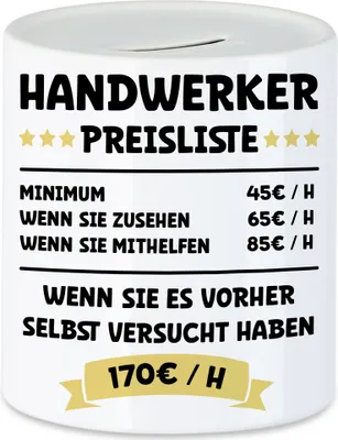 Produktbild von Handwerker Preisliste Spardose Maschinen Bauteile Objekte Werkzeug Begabung Gebäude Möbel Beruf Arbeit