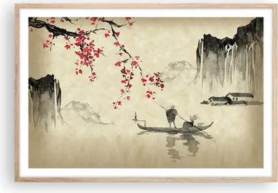 Produktbild von Gerahmtes Poster - Rahmen in heller Eiche - Blume Kirschen Japan - 91,5x61 cm - Wand Bild - Wanddeko - Wandbilder - Kunstposter - Wandposter - Bilderrahmen - Bilder - Kunstdruck - P2NAA91x61-5020
