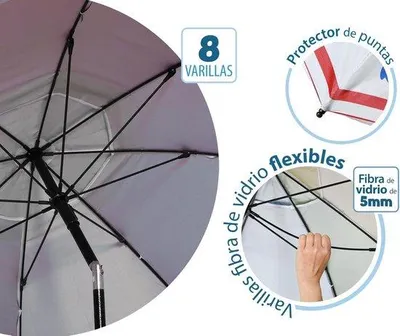 Produktbild von Aluminium-Schirm Ø 180 cm mit Anker und Steuerwiel mit UPF 50+ Rot