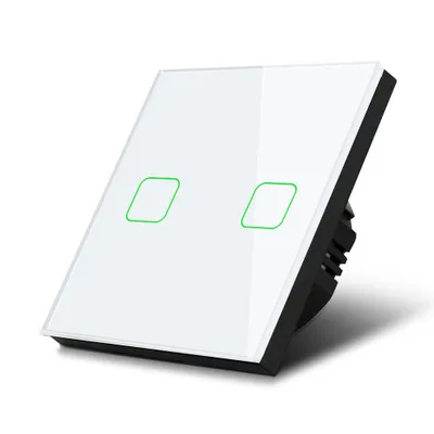 Produktbild von Touch Wechselschalter Lichtschalter Kreuzschalter Wandschalter Treppenschalter mit Farbwechsel LED Hintergrundbeleuchtung Einbauschalter 2-Fach Eckig Weiß