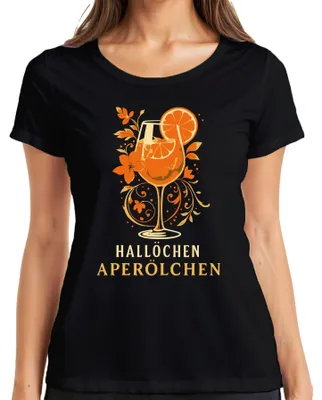 Produktbild von Hallöchen Aperölchen Aperol Spritz Sommerdrink Orange Cocktail Damen T-Shirt, Schwarz, M