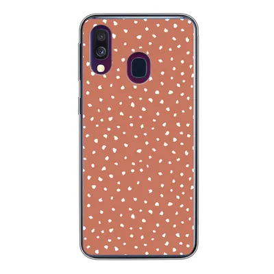 Produktbild von MuchoWow® Handyhülle Schutzhülle Hülle für Samsung Galaxy A40 Tupfen - Orange - Weiß Silikon Softcase Handy Hülle - Handy-Tasche