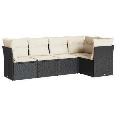 Immagine prodotto di vidaXL Set di divani da giardino 5 pezzi con cuscini in polirattan nero