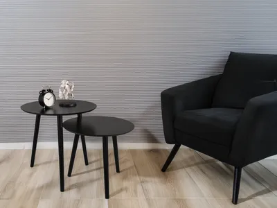 Produktbild von Couchtisch 2 teilig schwarz, Beistelltisch für Sofas, Wohnzimmertisch Nachttisch