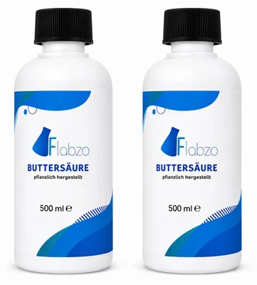 Produktbild von Buttersäure hochrein – 2 × 500 ml (1 Liter) – Laborqualität – Butyric Acid