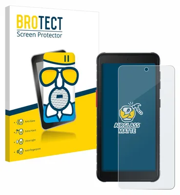 A product shot of a screen protector packaging and a tablet with a screen protector applied.