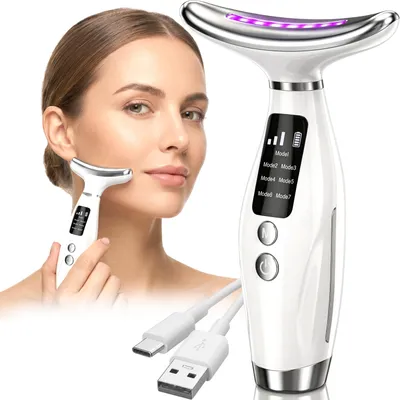 Produktbild von Gesichtsmassagegerät Gegen Falten mit 7 Farbige LED-Modi, Gesicht Schönheit Gerät 3 Modi, 45°C für Hautstraffung & Lifting EMS Gesichtsmassage, Retoo