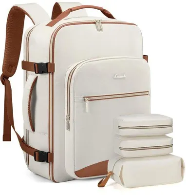 Produktbild von Wasserdichter Reisetravel Rucksack, 40L, Beige, Laptopfach, Reise- und Geschäftsreise